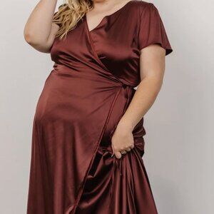 Baltic Born Krystal Satin Wrap Gown | Cinnamon
